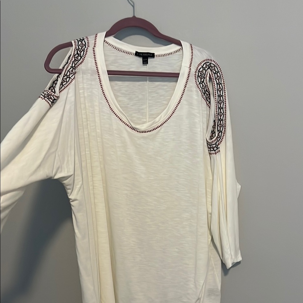Women's Cream Top with Embroidered Details